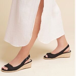 NWOT LifeStride Women's Socialite‎ Wedge Sandals Black Brown Size 8.5